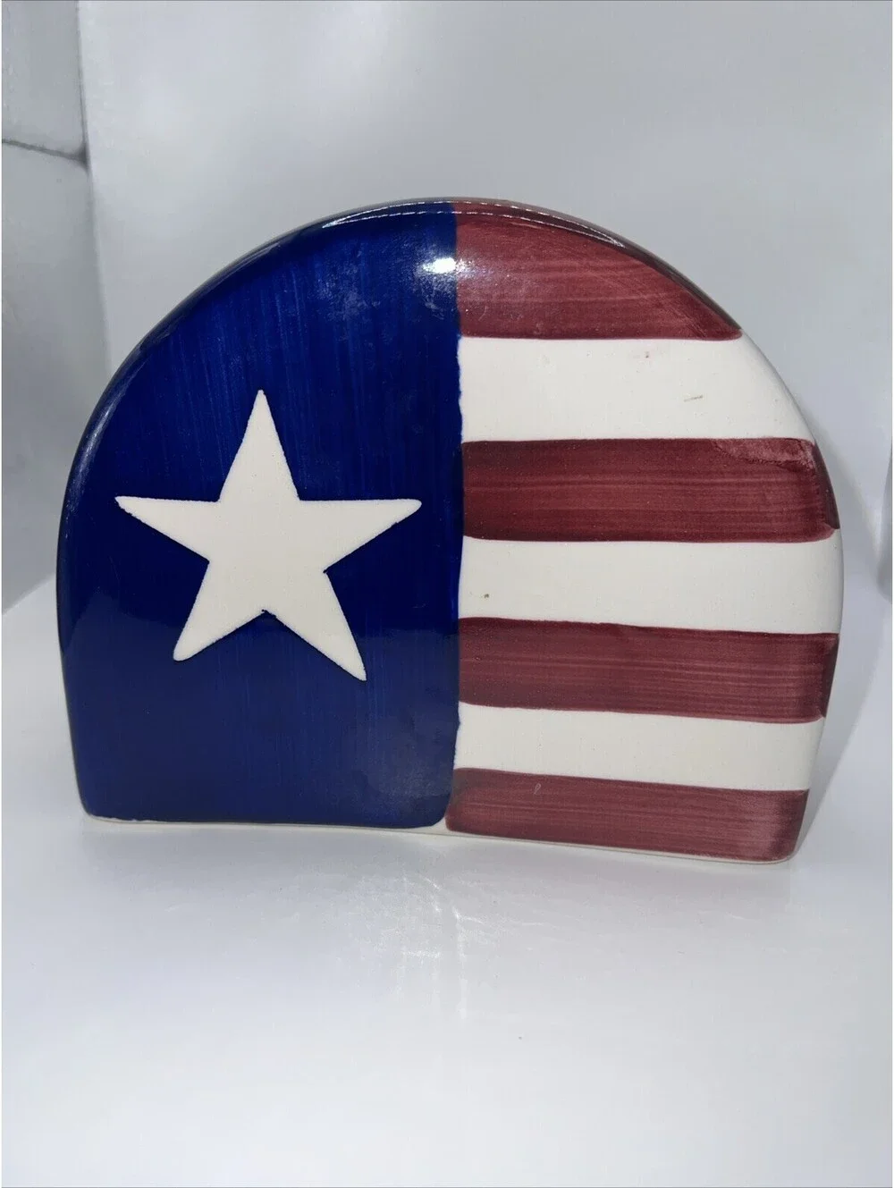 Large Patriotic Salt And Pepper Shakers And Napkin Holder
